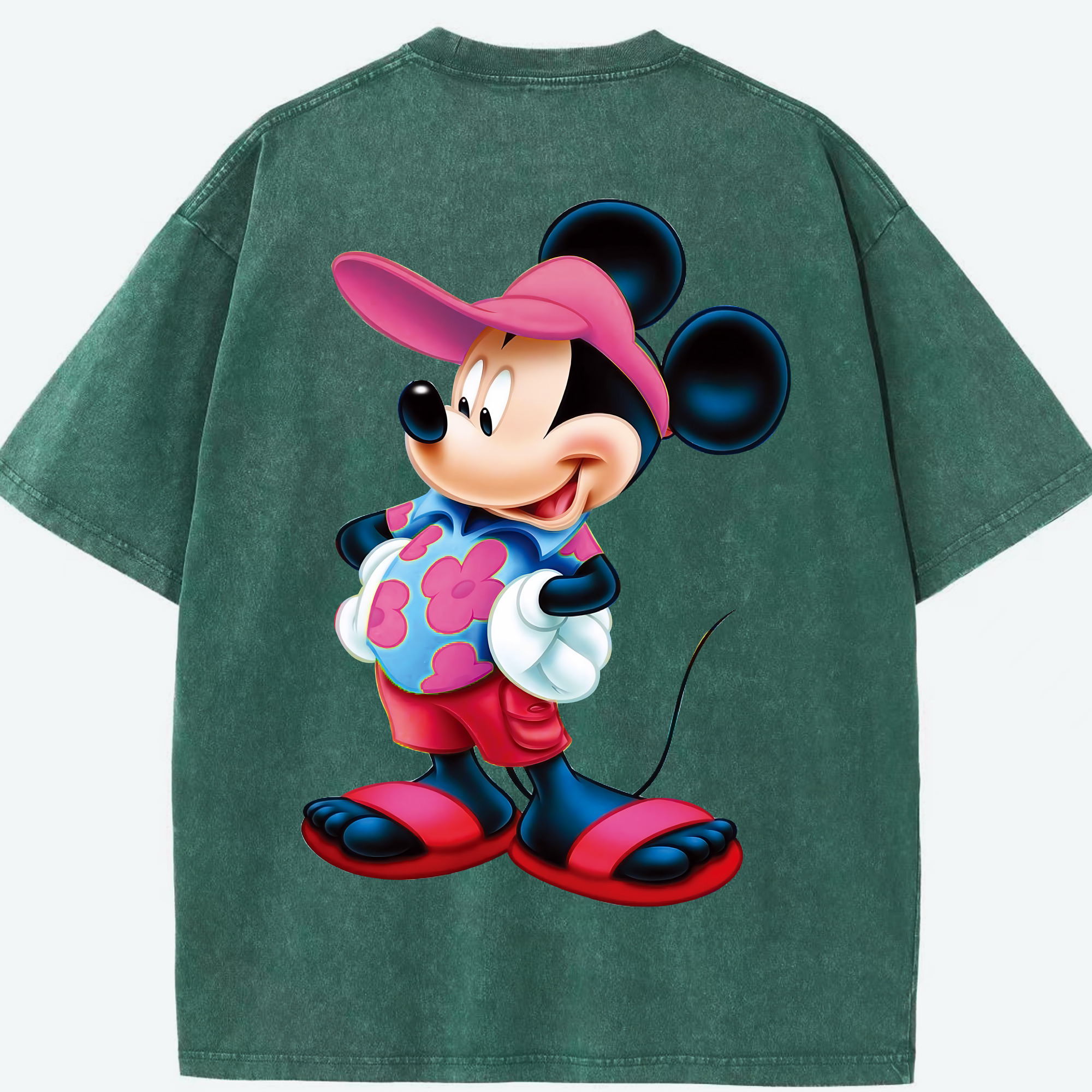 （画像用） ミッキーマウス Mickey Mouse 綿100% ヴィンテージ風 半袖Tシャツ（背面プリント）
